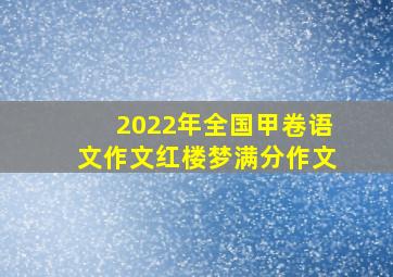 2022年全国甲卷语文作文红楼梦满分作文