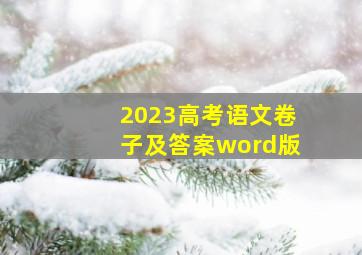 2023高考语文卷子及答案word版