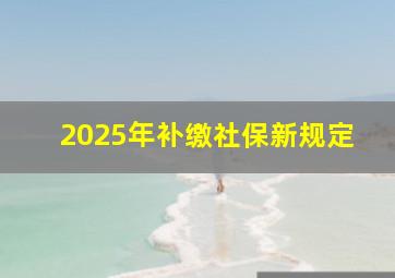 2025年补缴社保新规定