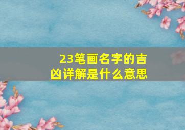 23笔画名字的吉凶详解是什么意思