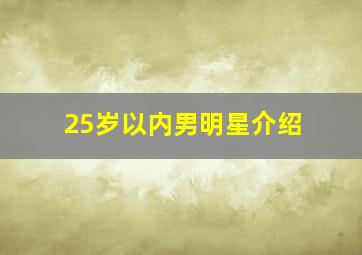 25岁以内男明星介绍