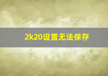 2k20设置无法保存