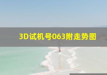 3D试机号063附走势图