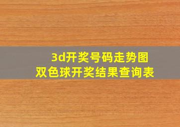 3d开奖号码走势图双色球开奖结果查询表