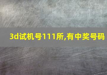 3d试机号111所,有中奖号码