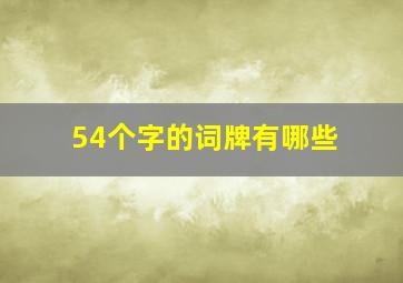 54个字的词牌有哪些