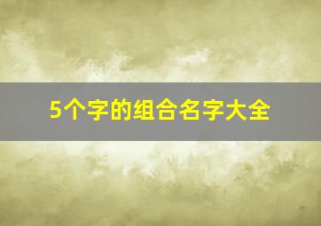 5个字的组合名字大全