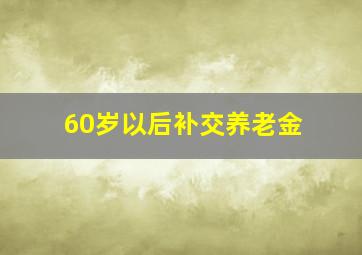 60岁以后补交养老金