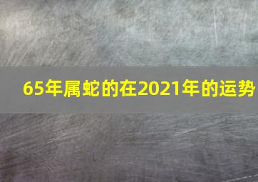 65年属蛇的在2021年的运势