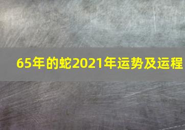 65年的蛇2021年运势及运程