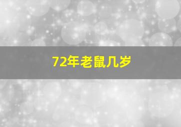 72年老鼠几岁