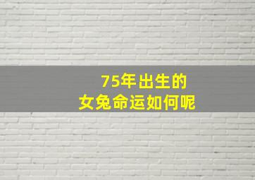 75年出生的女兔命运如何呢