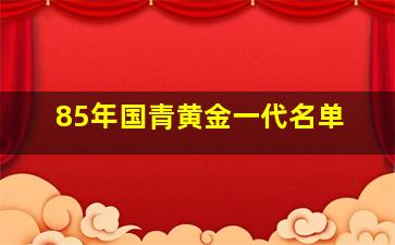 85年国青黄金一代名单