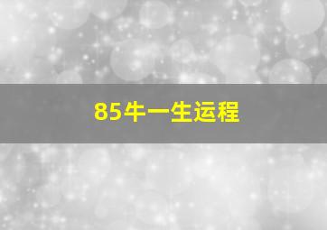 85牛一生运程