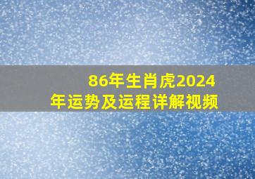 86年生肖虎2024年运势及运程详解视频