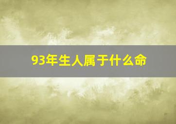 93年生人属于什么命