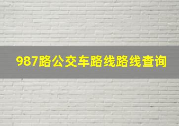 987路公交车路线路线查询