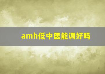 amh低中医能调好吗