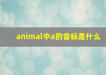 animal中a的音标是什么