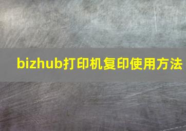 bizhub打印机复印使用方法