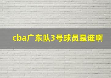 cba广东队3号球员是谁啊