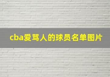 cba爱骂人的球员名单图片