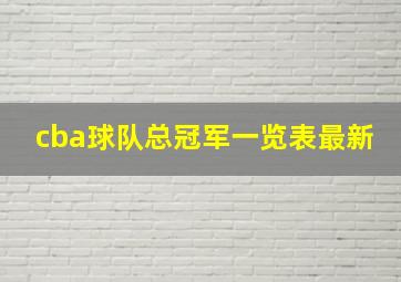 cba球队总冠军一览表最新