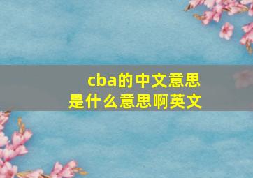 cba的中文意思是什么意思啊英文