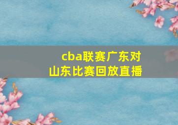 cba联赛广东对山东比赛回放直播