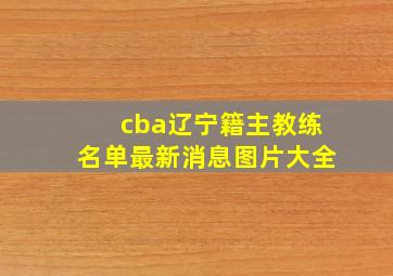 cba辽宁籍主教练名单最新消息图片大全