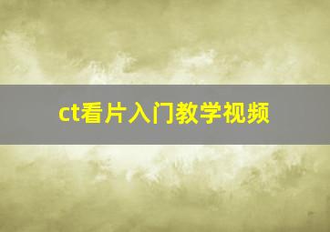 ct看片入门教学视频