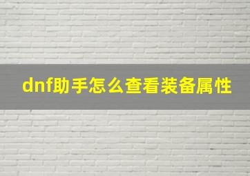 dnf助手怎么查看装备属性