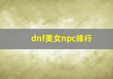 dnf美女npc排行