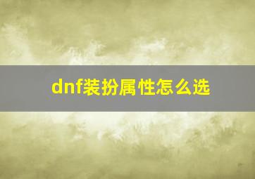 dnf装扮属性怎么选