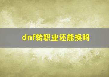 dnf转职业还能换吗