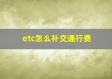 etc怎么补交通行费