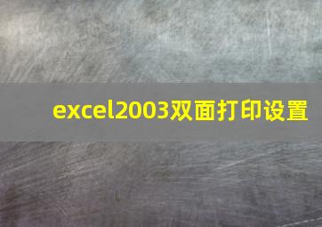 excel2003双面打印设置