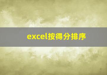 excel按得分排序