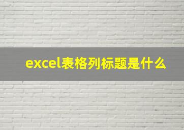 excel表格列标题是什么