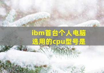 ibm首台个人电脑选用的cpu型号是