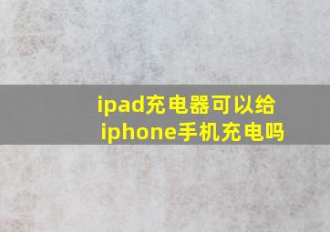 ipad充电器可以给iphone手机充电吗