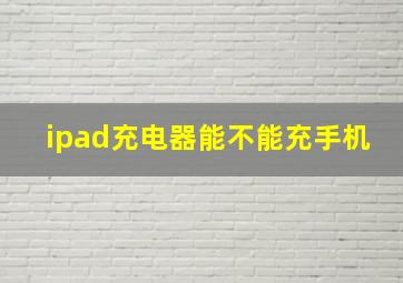 ipad充电器能不能充手机