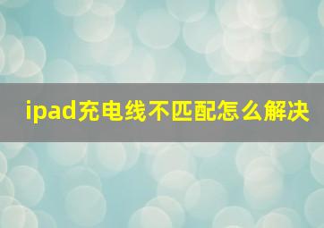 ipad充电线不匹配怎么解决