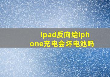 ipad反向给iphone充电会坏电池吗