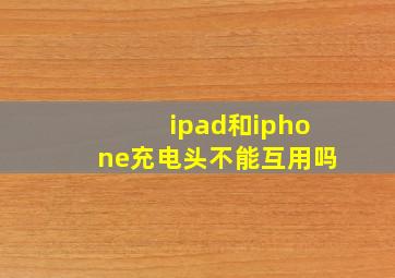 ipad和iphone充电头不能互用吗