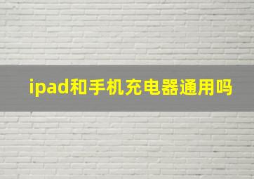 ipad和手机充电器通用吗