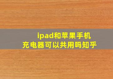 ipad和苹果手机充电器可以共用吗知乎