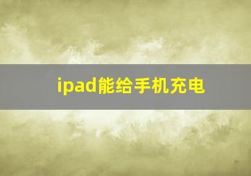 ipad能给手机充电