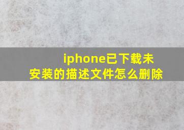 iphone已下载未安装的描述文件怎么删除