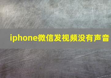 iphone微信发视频没有声音